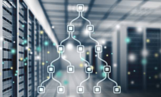 Corridor in Working Data Center Full of Rack Servers and Supercomputers